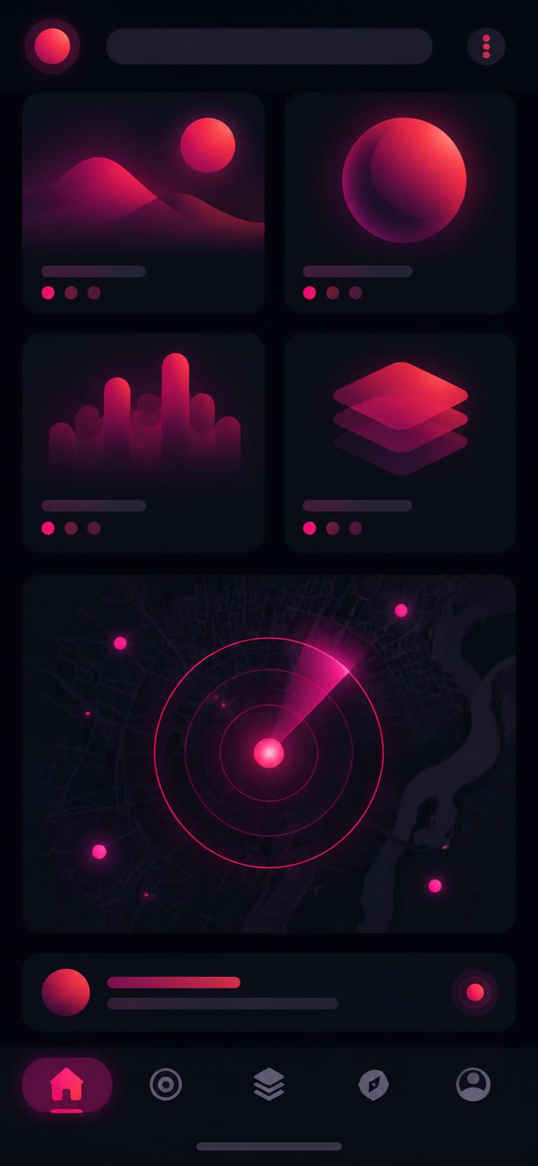 Conceito ilustrativo de interface, não uma captura do aplicativo